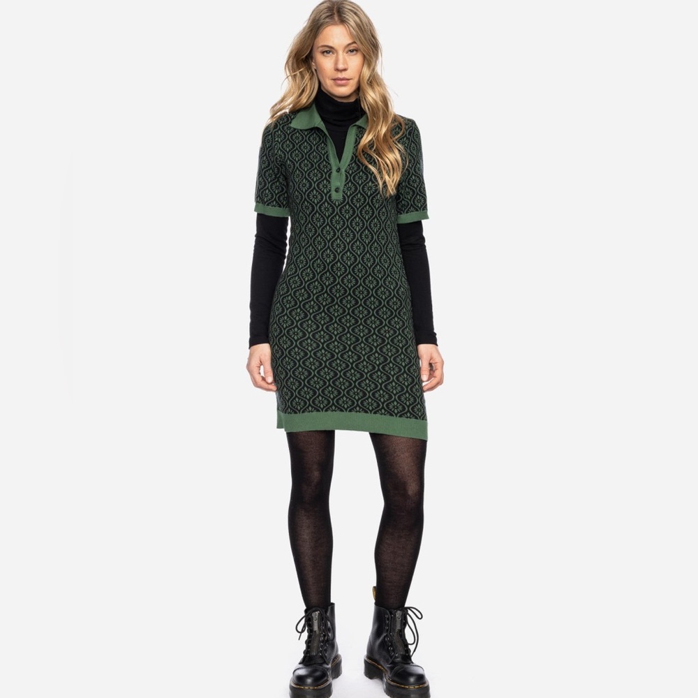 NWT ATO Berlin green and black sweater dress medium